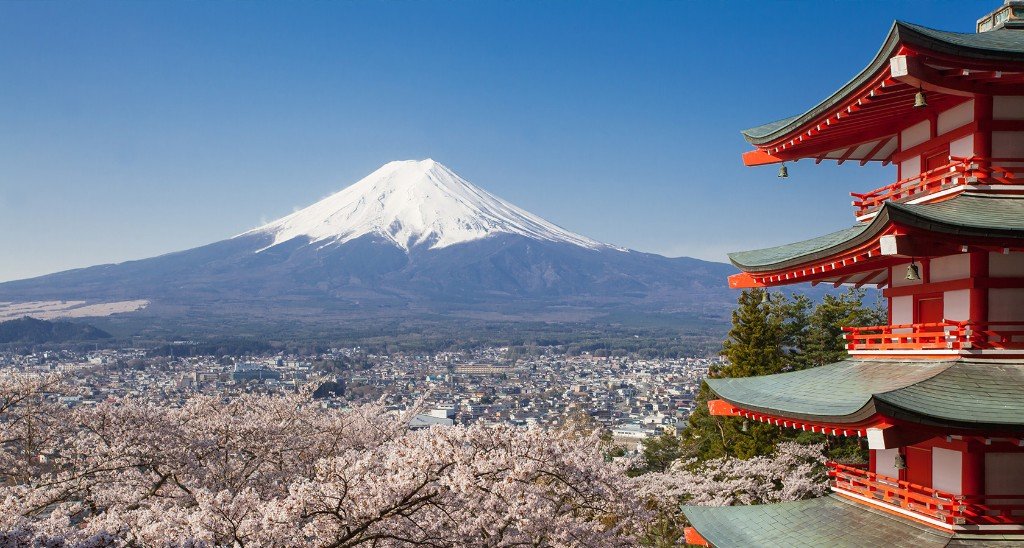 Mount Fuji and pagoda in Japan